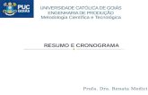 Profa. Dra. Renata Medici Metodologia Científica e Tecnológica RESUMO E CRONOGRAMA.