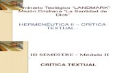 SEMINARIO LANDMARK Crítica Textual