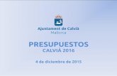 Proyecto de Presupuestos Calvià 2016