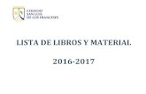 LISTA DE LIBROS Y MATERIAL 2016-2017
