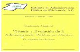 “Génesis y Evolución de la Administración Pública en México”.