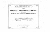 Eliodoro Camacho: Manifiesto del Coronel Eliodoro Camacho el 27 de diciembre de 1879.