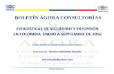 Boletin agωra consultorias estadistica  de secuestro y extorsion en colombia a septiembre  de 2016