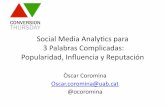 Social Media Analytics para 3 Palabras Complicadas: Popularidad, Influencia y Reputación