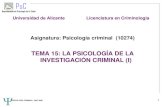 TEMA 15: LA PSICOLOGÍA DE LA INVESTIGACIÓN CRIMINAL (I)