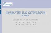DURACIÓN OPTIMA DE LA LACTANCIA MATERNA EXCLUSIVA: RESULTADOS PARA LA SALUD DEL LACTANTE