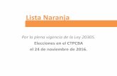 Lista naranja -  plataforma y candidatos en las elecciones 2016 del ctpcba