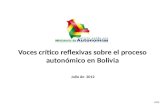 Presentación conversatorio Voces crítico reflexivas sobre el proceso autonómico en Bolivia