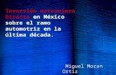 Inversión extranjera Directa en México sobre el ramo automotriz en la última década.