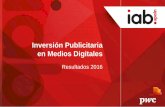 Inversión Publicitaria en Medios Digitales 2016
