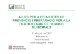 Les ordres de subvenció de l'ARC 2017: Ajuts per a projectes de prevenció i preparació per a la reutilització de residus municipals