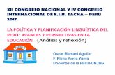 Polít.y planif. linguística del perú 123 (avances y persp) congreso 2017.