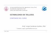 ESTABILIDAD DE TALUDES - cecfic.uni.edu.pececfic.uni.edu.pe/archivos/taludes/clase 09.07.2016/Diapositivas/D1... · ESTABILIDAD DE TALUDES CONTENIDO DEL CURSO Universidad Nacional