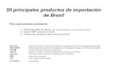 50 principales productos de importación de Brasil - · PDF file9 87089990 Alemania 122,284 Estados Unidos 1,299,690 E.Unidos 92,844 Francia 17,096 Tarifa México 870899 Argentina