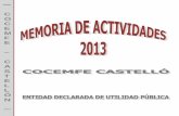 2013 - · PDF fileAsociación de Padres con Hijos Discapacitados de Torreblanca. ADEC.- Asociación de Esclerodermia de Castellón. ATENEO-Castellón.- Asociación de Daño Cerebral
