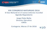 El Gas Natural en el nuevo entorno mundial Agenda ... · PDF fileXIX CONGRESO NATURGAS 2016 El Gas Natural en el nuevo entorno mundial Agenda Regulatoria Jorge Pinto Nolla Director