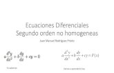 Ecuaciones Diferenciales Segundo orden no homogeneas · PDF fileEcuaciones Diferenciales Segundo orden no homogéneas Ejemplo 1 d2y dx2 +5 dy dx +6y=1 De donde obtenemos que y p (x)=A