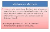 Vectores(y(Matrices( - fio. · PDF fileVECTORES(Arreglos(unidimensionales(• Ejemplo:Senecesitanalmacenarlas caliﬁcacionesqueobtuvieron50,(alumnos.(Parahacerlo(se(necesitareservar(50