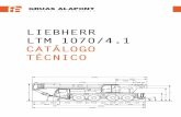 LIEBHERR LTM 1070/4.1 CATÁLOGO TECNICO · PDF fileGRUAS ALAPONT GRÚAS Y TRANSPORTES I LIEBHERR LTM 1070-4.1 Tablas de carga con pluma telescópica 32,5 m '. B6, ~ r;n 39,7 m, 4'3,3
