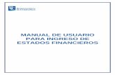 MANUAL DE USUARIO PARA INGRESO DE ... - · PDF fileOBJETO El presente manual describe el procedimiento para ingresar los estados financieros de las compañías sujetas al control y