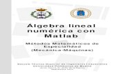 Álgebra lineal numérica con Matlab · PDF fileLos métodos numéricos para la resolución de problemas de Álgebra ... bién algunos programas de Matlab, con objeto de ilustrar los