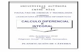 CALCULO DIFERENCIAL E INTEGRAL - Celestino · PDF filecomportamiento de un sistema, ... ángulo entre dos curvas en un punto de intersección. ... 18- Integrales impropias de primera