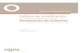 Política de certificación Certification policy Declaración ... · PDF fileObjetos (OID) definidos en el estándar ITU-T Rec. X.660 (2004) | ISO/IEC 9834- : î ì ì5 ... Hash SHA1: