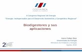 Biodigestores y sus aplicaciones - congresodeenergia.com · Biodigestor Sustratos de la Ribera 5 000 m3 biogás-residuos de matadero-Caldera de Biogás 600 hp Biodigestor Cristo Rey