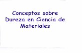 Conceptos sobre Dureza en Ciencia de Materiales · Dureza Brinell 2.- Dureza Rockwell 3.- ... escala. B = Para materiales suaves. Esfera de acero de Ø = 1/16 “ C = Para materiales