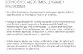 DEFINICIÓN DE ALGORITMOS, LENGUAJE Y …taps-cb-16.wikispaces.com/file/view/U2FunProgAlum.pdf ·  · 2015-09-24•En su libro Fundamentos de programación, ... •En la ciencia
