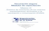 Vacunación segura: Módulos de capacitación · realizar eficazmente su labor. Esta incluirá el monitoreo rutinario de ESAVI y el manejo de las crisis en ... † Supervisa el mantenimiento