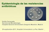 Epidemiología de las resistencias antibióticas nacional de estafilococos 2010 Resistencia de SARM Patrones de resistencia asociados más frecuentes: