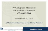 IV Congreso Nacional de Auditoría Interna · 2016-11-30 · Normas ISO relacionadas: ISO 31010, ISO 73 e ISO 31004. Normas que actualmente están en revisión y serán actualizadas