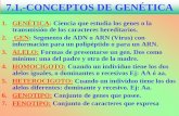 7.1.-CONCEPTOS DE GENÉTICA - …mariagonzalezu.weebly.com/uploads/6/3/2/2/6322285/genetica_mende... · 1. GENÉTICA: Ciencia que estudia los genes o la transmisión de los caracteres