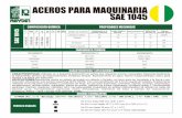 ACEROS PARA MAQUINARIA SAE 1045 - Inicio - …reydin.com.co/wp-content/uploads/2015/12/tabla-1045.pdf · Soldadura: AWS E - 7018 / Dureza final obtenida: 55HRc. HRc. ACEROS PARA MAQUINARIA