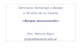 Seminario Homenaje a Borges a 30 años de su muerte · Jorge Luis Borges • Jorge Francisco Isidoro Luis Borges Acevedo: Agosto 24, 1899, Buenos Aires, Argentina— Junio 14, 1986,