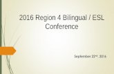 2016 Region 4 Bilingual / ESL Conference · Si pudieras describir la poesia con una palabra, cual seria? (Actividad-Audiencia) ... ¡Qué rojo el coral! Veloces se acercan a todo
