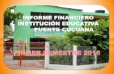 PRIMER SEMESTRE 2016 - INSTITUCION …puentecucuana.colegiosonline.com/uploads/publicaci... · PRIMER SEMESTRE 2016 INFORME FINANCIERO INSTITUCIÓN EDUCATIVA PUENTE CUCUANA . EJECUCION