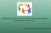 ENCUESTA DE CLIMA Y CULTURA ORGANIZACIONAL … · FACTORES DE LA ECCO 2017 La Encuesta de Clima y Cultura Organizacional 2017 (ECCO) se ha organizado en 19 FACTORES DE CLIMA Y CULTURA