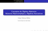 Conceptos de Algebra Abstracta: Numeros Hipercomplejos …moyano/2escuelacopia/CesarSabado.pdf · Numeros Hipercomplejos Grupos Abstractos La primera clasi caci on Numeros Hipercomplejos