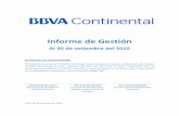 Informe de Gestión - BBVA Continental · 0 Informe de Gestión Al 30 de setiembre del 2015 Declaración de responsabilidad “El presente documento contiene información veraz y
