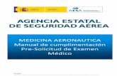 MEDICINA AERONAUTICA Manual de cu mplimentación · Cada licencia o certificado de personal aeronáutico precisa de unos niveles ... (medico examinador) trabaja ... Se admitirá cualquier