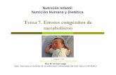 Tema 7. Errores congénitos de metabolismo · Tema 7. Errores congénitos de metabolismo Nutrición Infantil Nutrición Humana y Dietética Dra. M. Arroyo Izaga Dpto. ... •Phe en