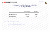 Situación de la influenza A (H1N1) 27 de Agosto 2009 · Ancash 182 1.67 Tumbes 35 1.64 Tacna 45 1.47 Huancavelica 59 1.23 Ayacucho 83 1.21 Piura 210 1.20 Puno 152 1.14 ... 0 a 4