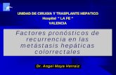 Factores pronósticos de recurrencia en las metástasis … · VALENCIA Factores pronósticos de ... Dr. Angel Moya Herraiz. Metástasis hepáticas colorrectales(MH) 20% son subsidiarias