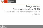 Programas Presupuestales 2015€¦ · “Directiva para los Programas Presupuestales en el marco de la ... de salud • Promoción de la eficiencia en ... 1 y en la Directiva de Programas