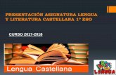 PRESENTACIÓN ASIGNATURA LENGUA Y LITERATURA CASTELLANA 1º ESO · OBJETIVOS DE LA MATERIA Conocer los principios fundamentales de la gramática castellana, reconociendo las diferentes