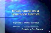 El Gas natural en la Generación Eléctrica · Características del Gas Natural COMBUSTION ... Los gases presurizados movilizan el eje de la turbina para producir electricidad al