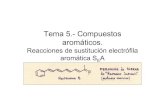 Tema 5.- Compuestos aromáticos. · El benceno no da reacciones de adición típicas de alquenos y alquinos. En lugar de eso, las reacciones del benceno son principalmente de