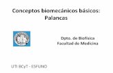 Conceptos biomecánicos básicos: Palancas · Conceptos biomecánicos básicos: Palancas UTI BCyT ‐ESFUNO Dpto. de Biofísica Facultad de Medicina